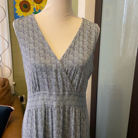 L.L. Bean Dresses & Skirts - L.L. Bean Navy and White Patterned Maxi Dress
